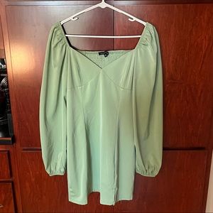 Kendall and Kylie green silk dress